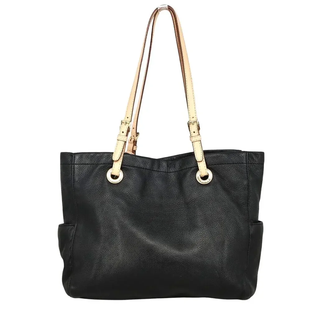 Michael Kors Bag Womens Black Pebbled Leather Tote Handbag Charm Double Handle